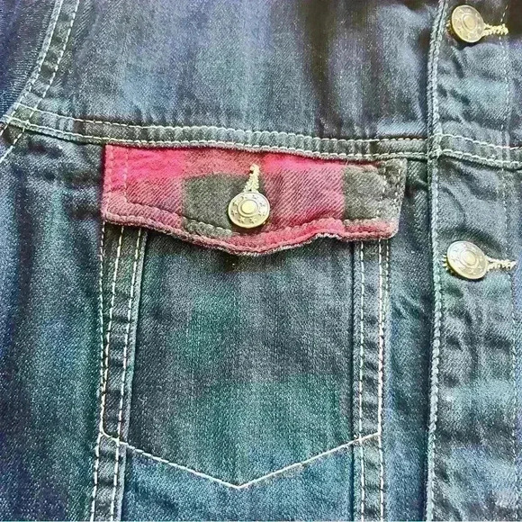 Country Store Plaid Flannel Denim Jacket Classic Trucker Style, Women’s Medium - Picture 6 of 13